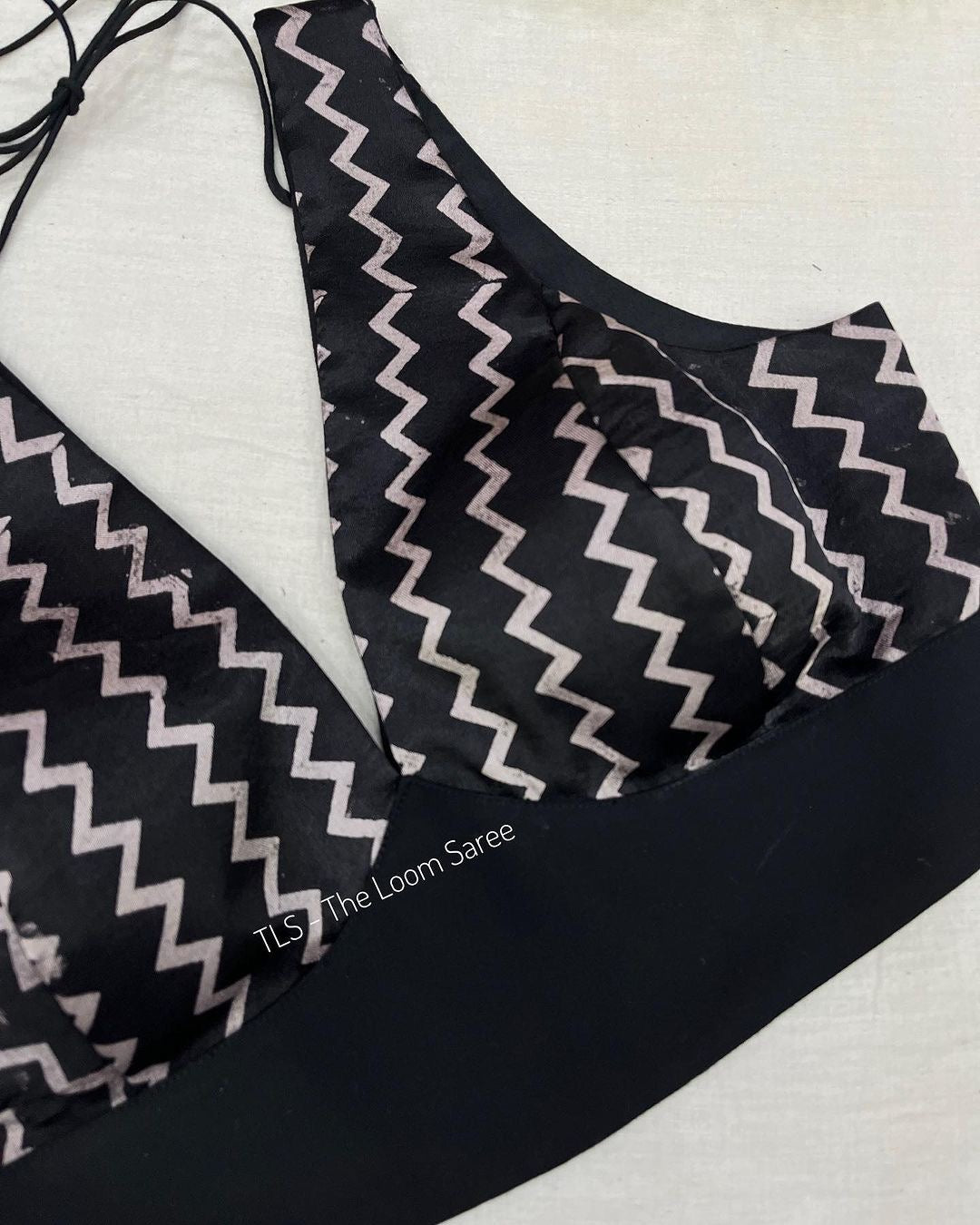 Black Chevron Saree Blouse Co-Ord Set