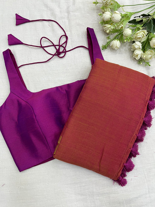 Mystic Rust Mulmul - Purple Raw Silk Combo Set