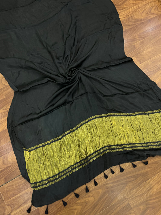 Black Modal Silk Lagdi Pallu Saree