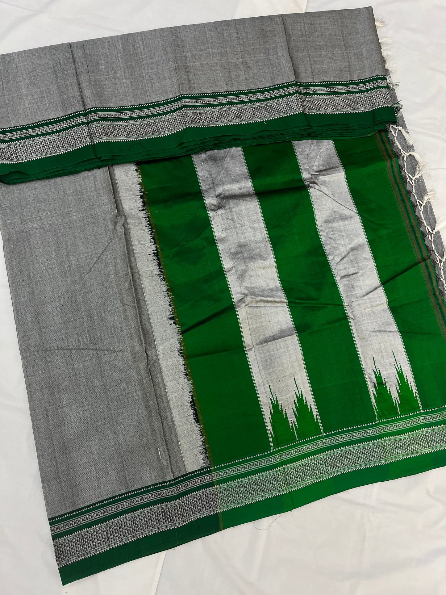 Grey Green Viscose Ilkal Saree