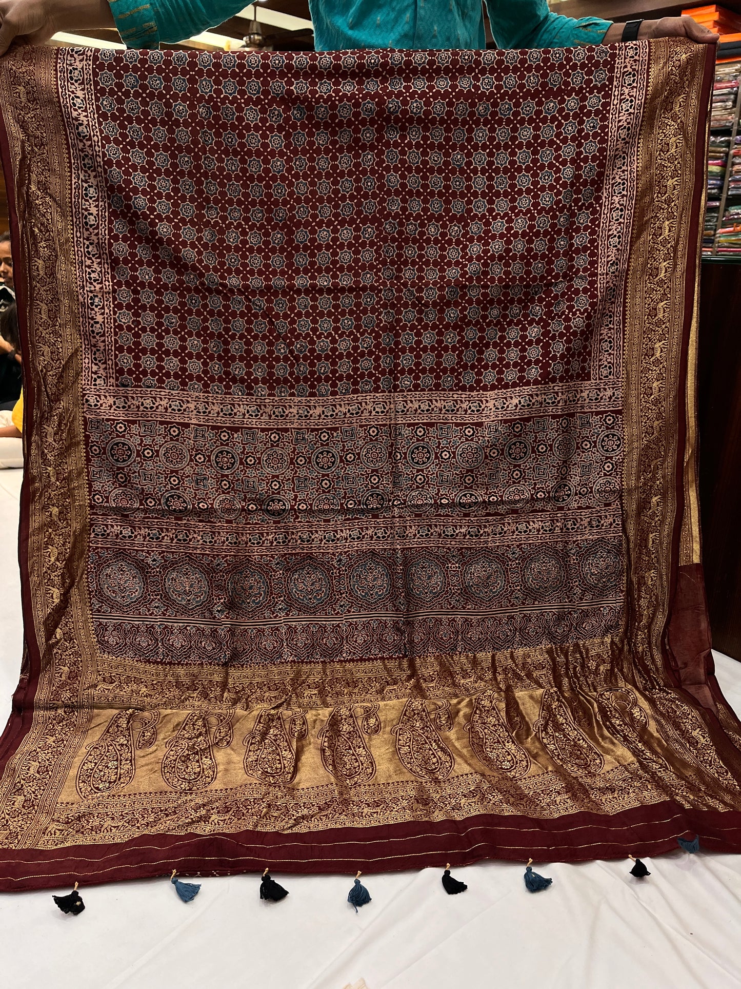 Ajrakh Dola Silk Saree 07