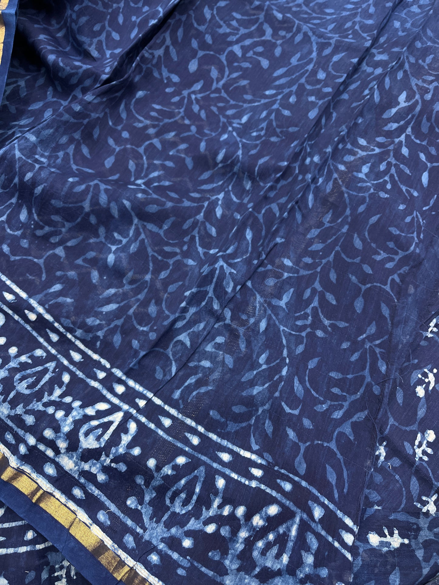 Indigo Chanderi Cotton Saree 2