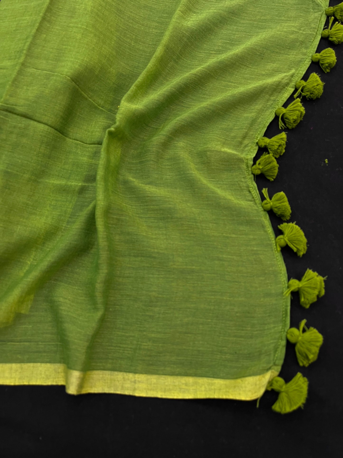 Green Mustard Mulmul Cotton Saree