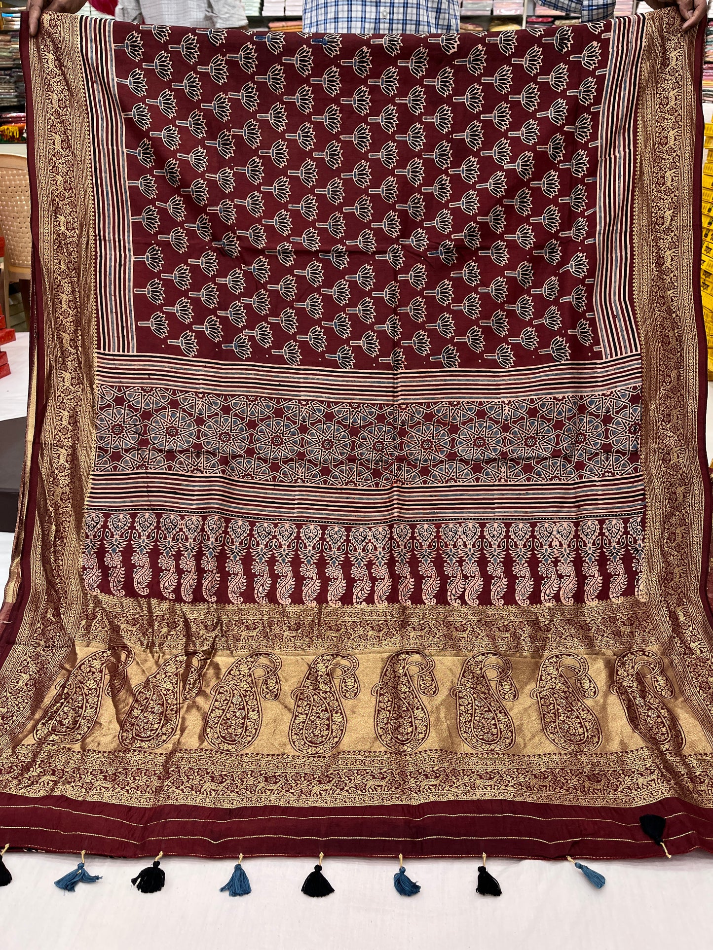 Ajrakh Dola Silk Saree 17