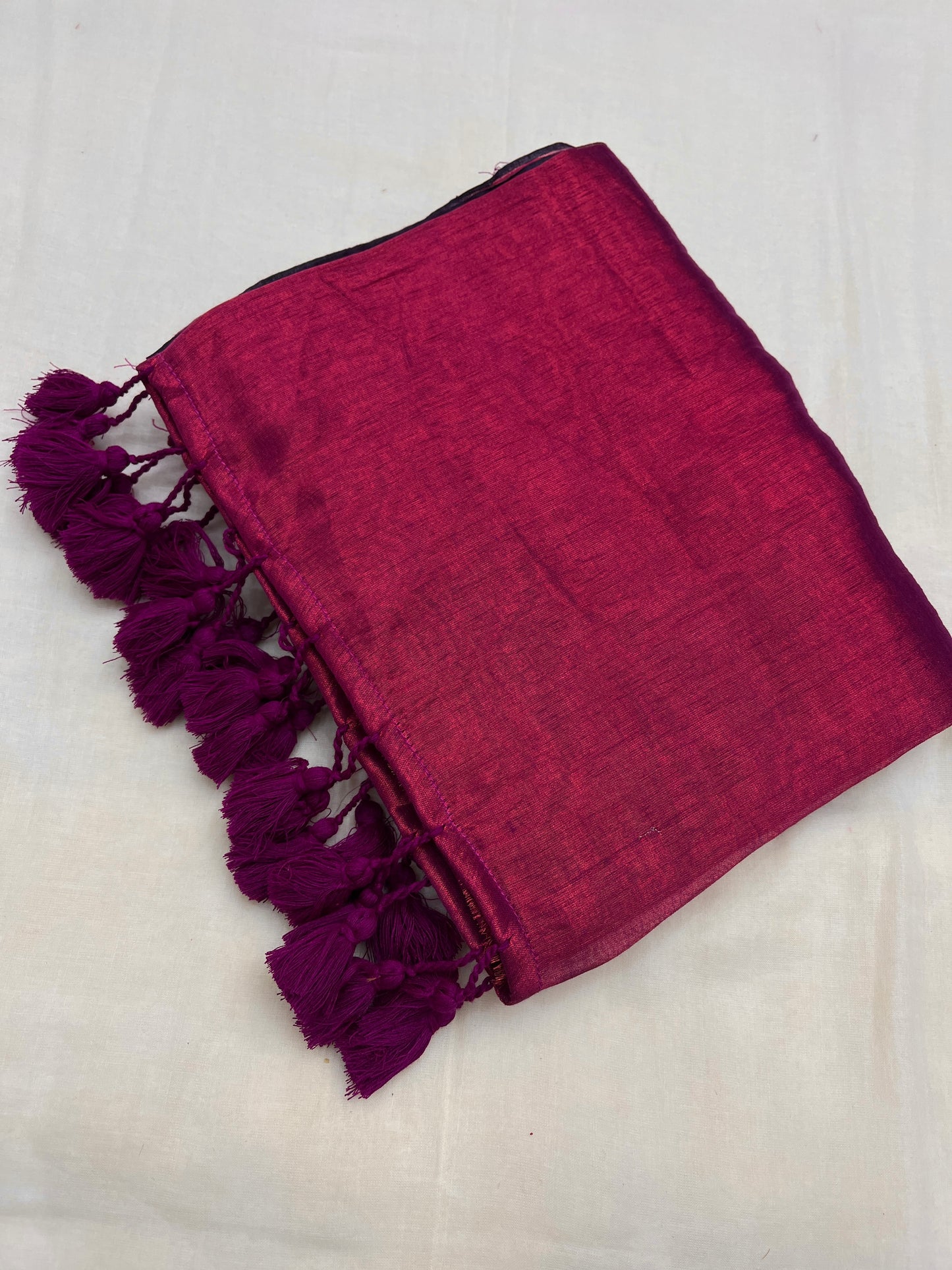 Dragon Fruit Tissue Mulmul Saree