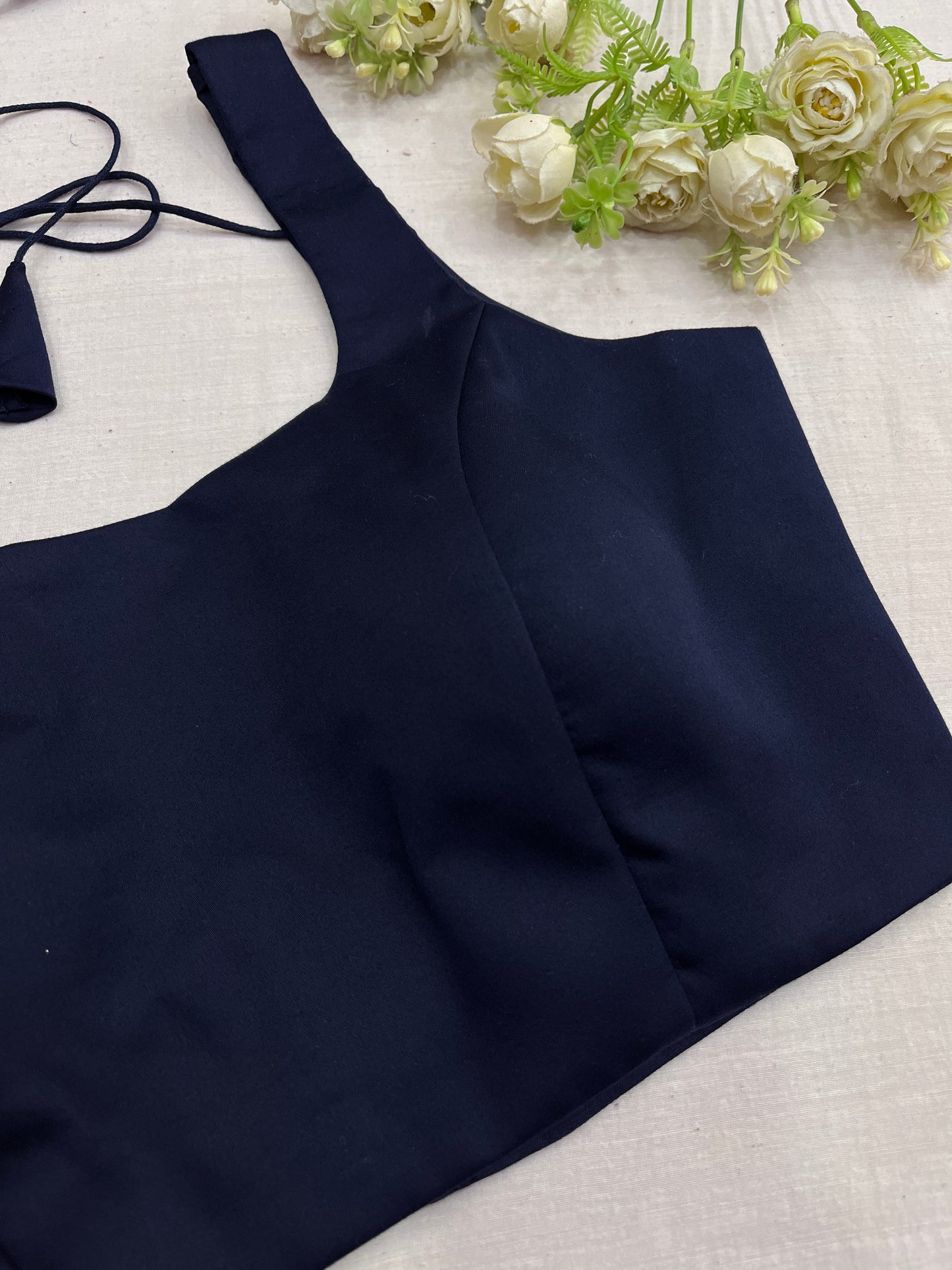 Navy Blue Backless Strap Blouse