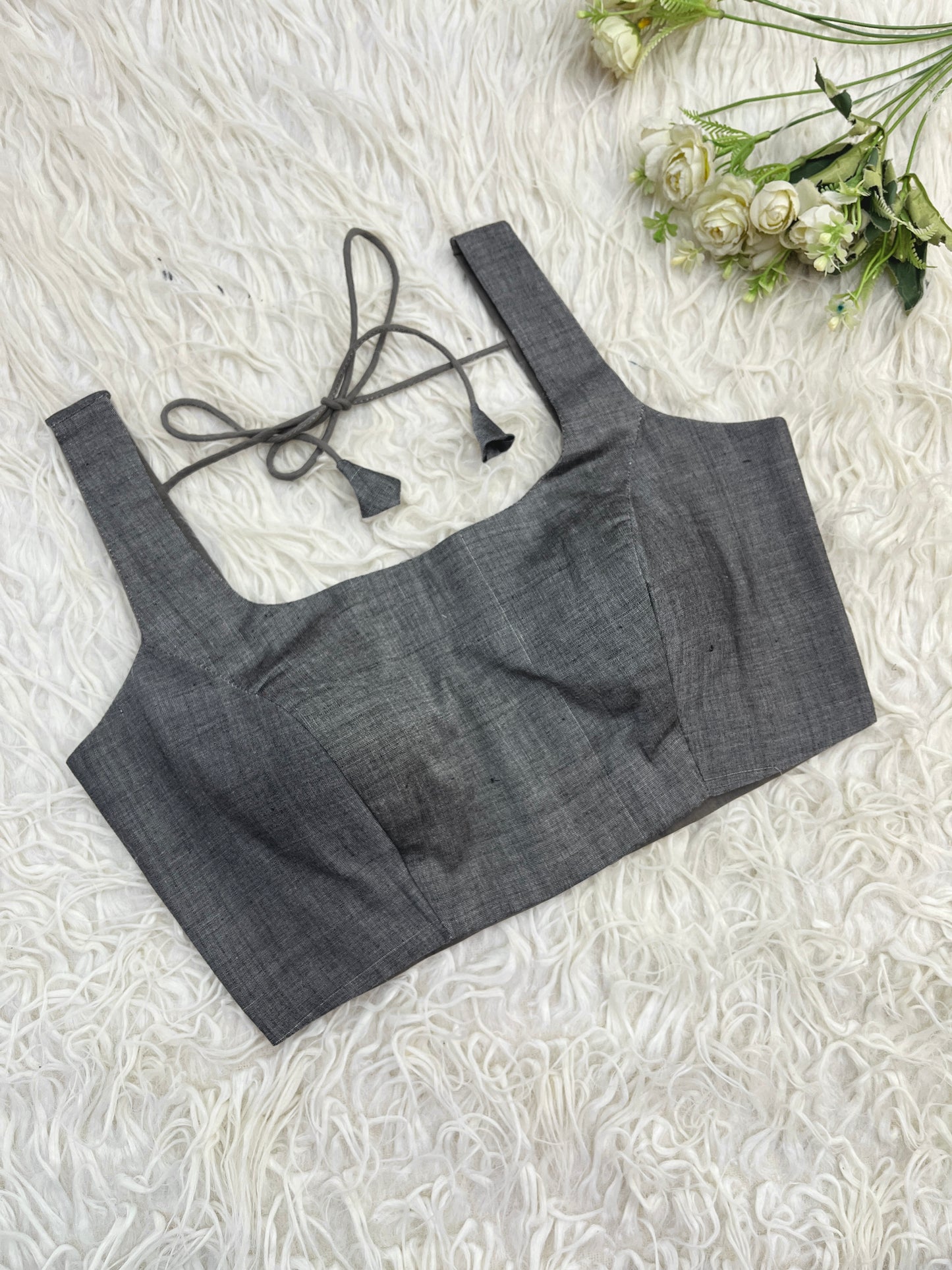 Grey Patteda Anchu Plain Blouse