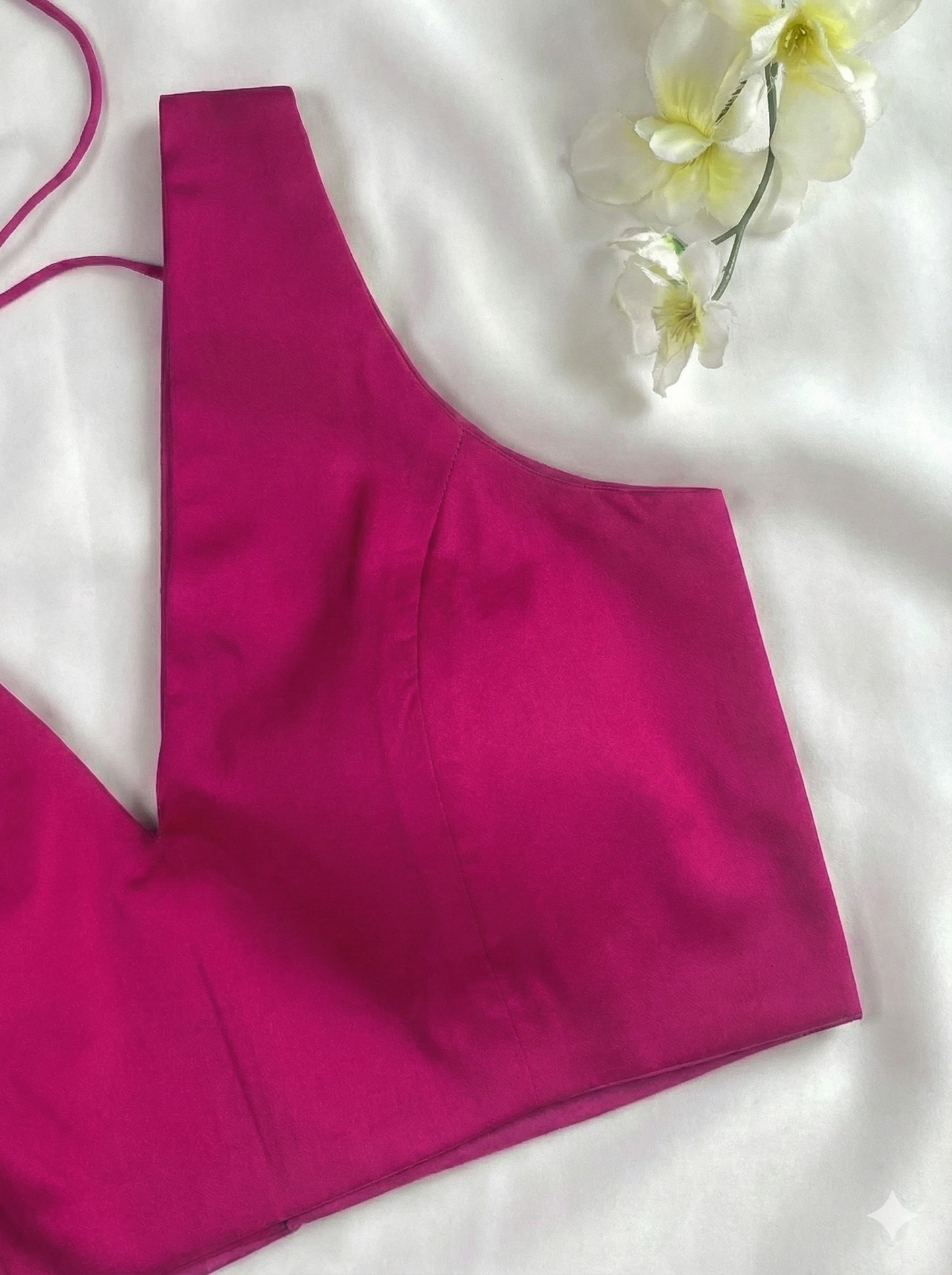 Hot Pink V Neck Silky Cotton Sleeveless Blouse