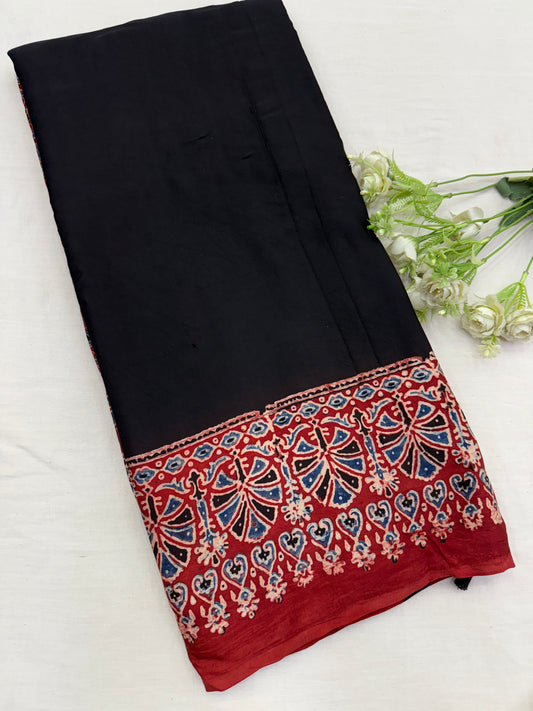 Laal Raag Ajrakh Print Modal Silk Saree