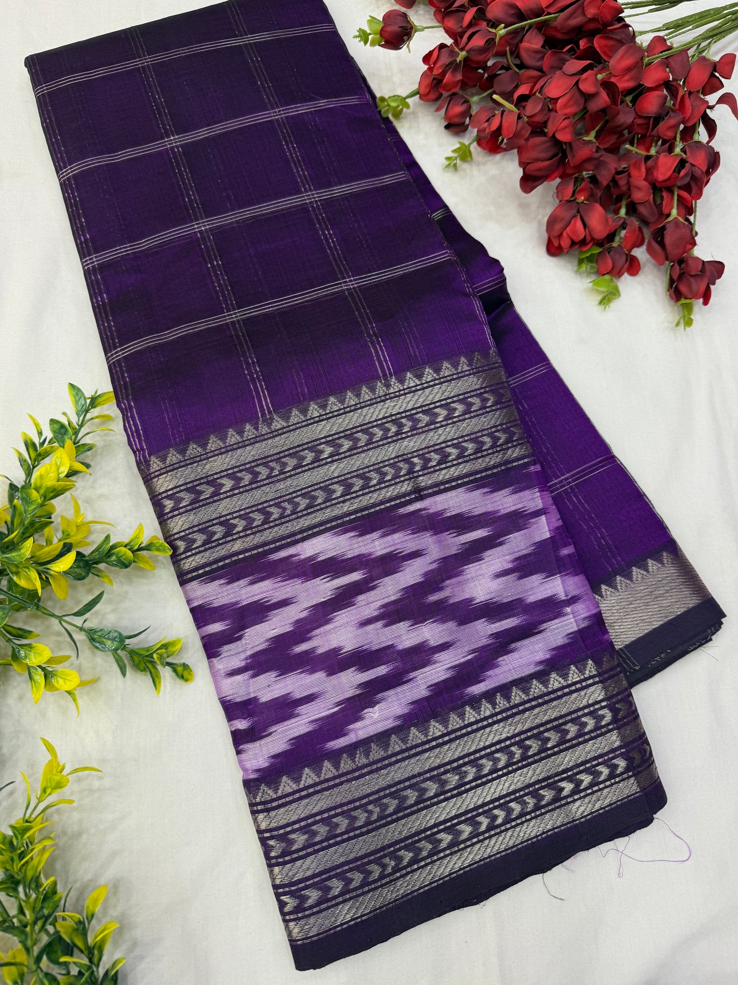 Purple Mangalgiri Ikkat Handloom Sarees