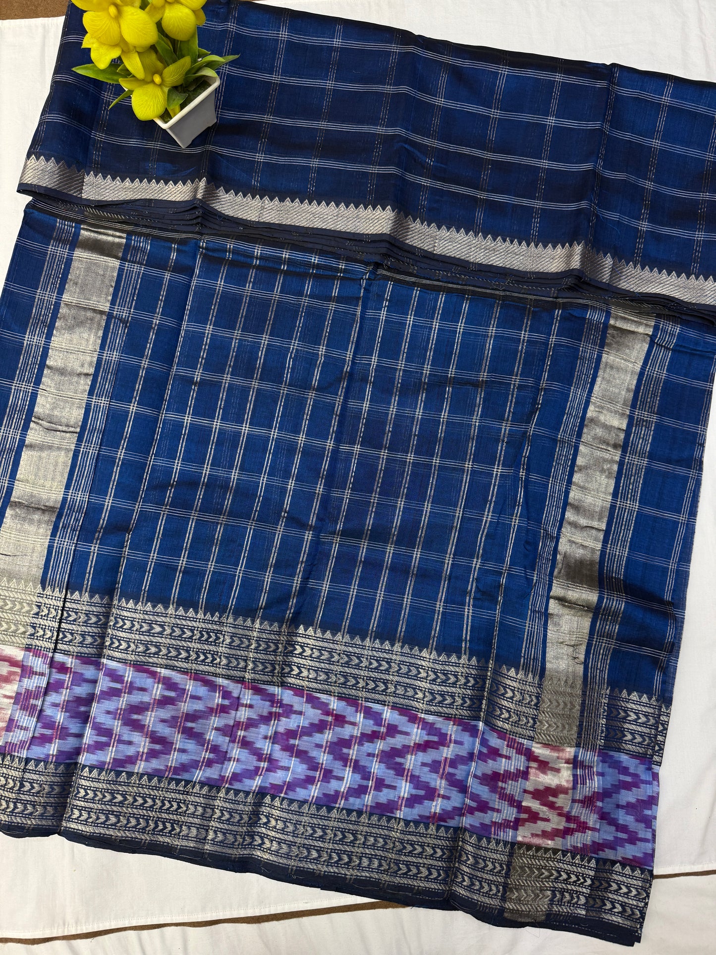 Royal Indigo Mangalgiri Ikkat Handloom Sarees