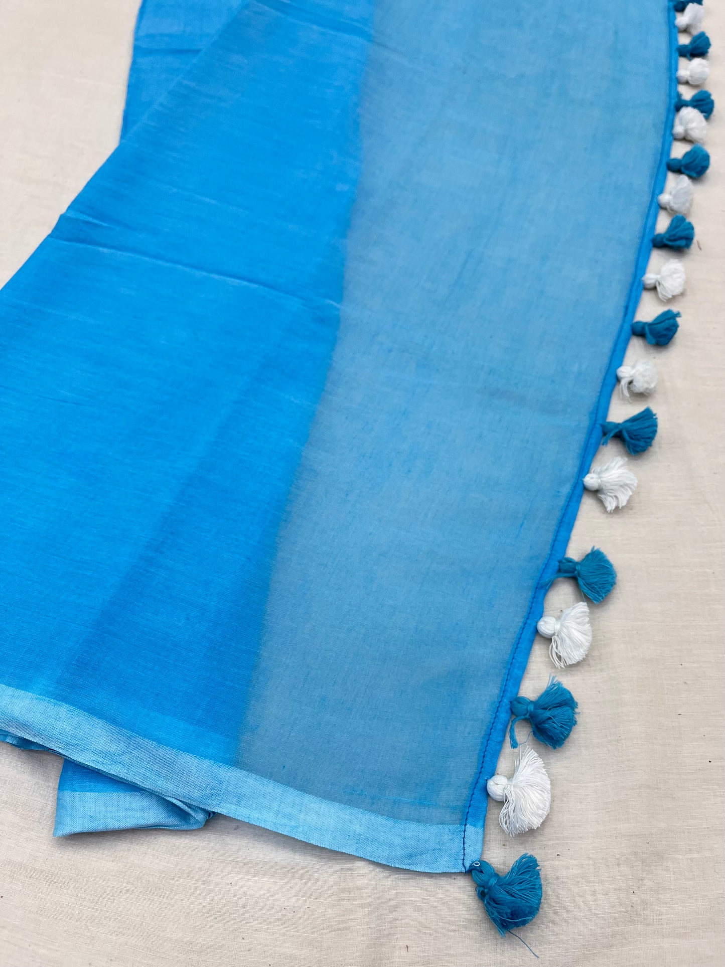 Sky Blue Mulmul Saree