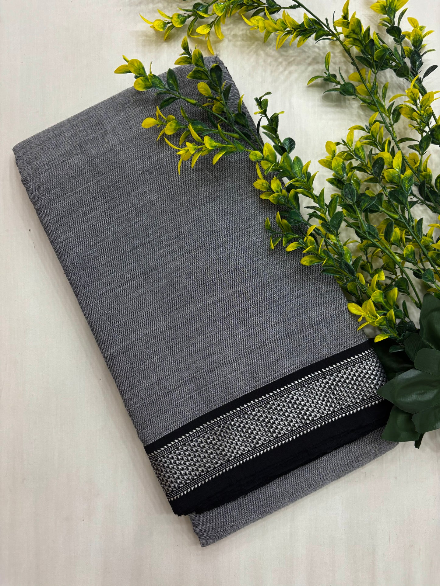 Grey Black Handloom Ilkal Saree