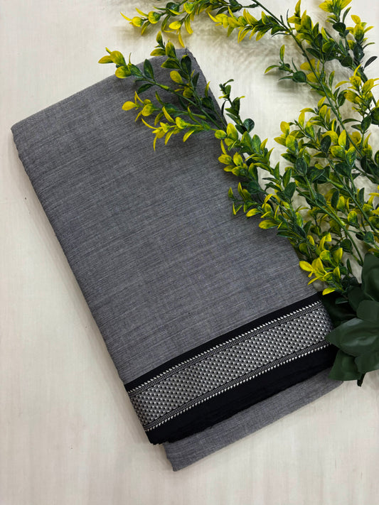 Grey Black Handloom Ilkal Saree