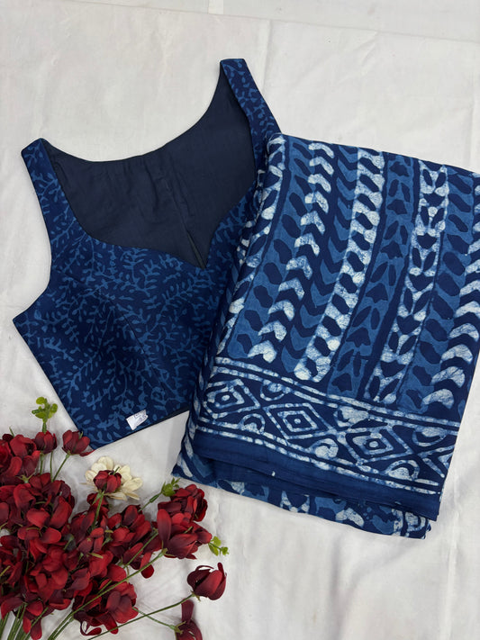 Neel Tara Indigo Saree Blouse Set