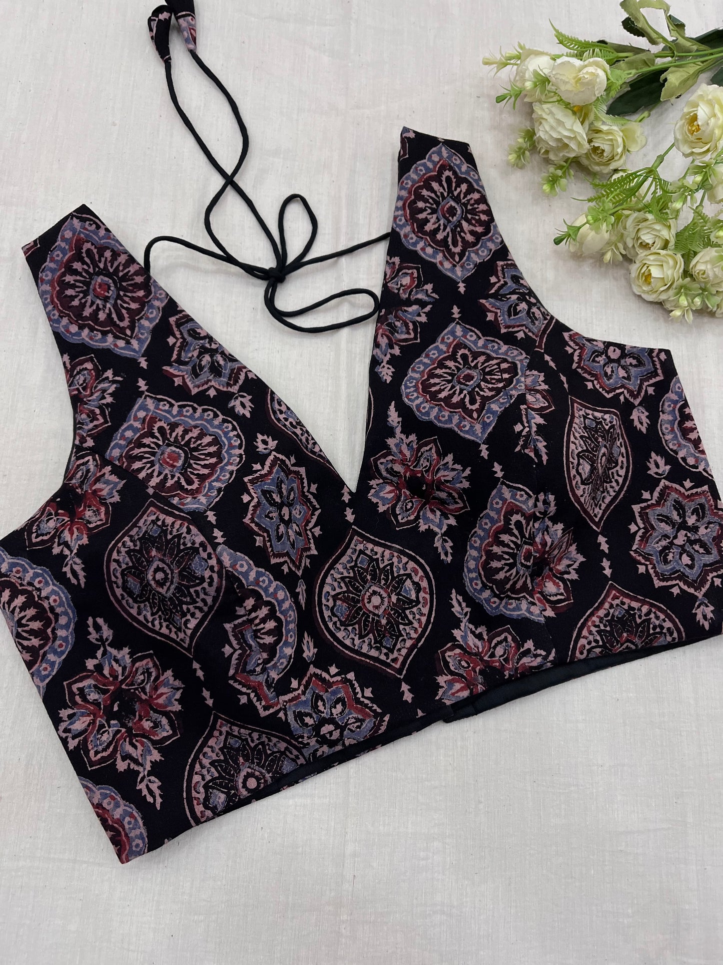 Garnett Zari Lines - Black Maroon Ajrakh Combo Set