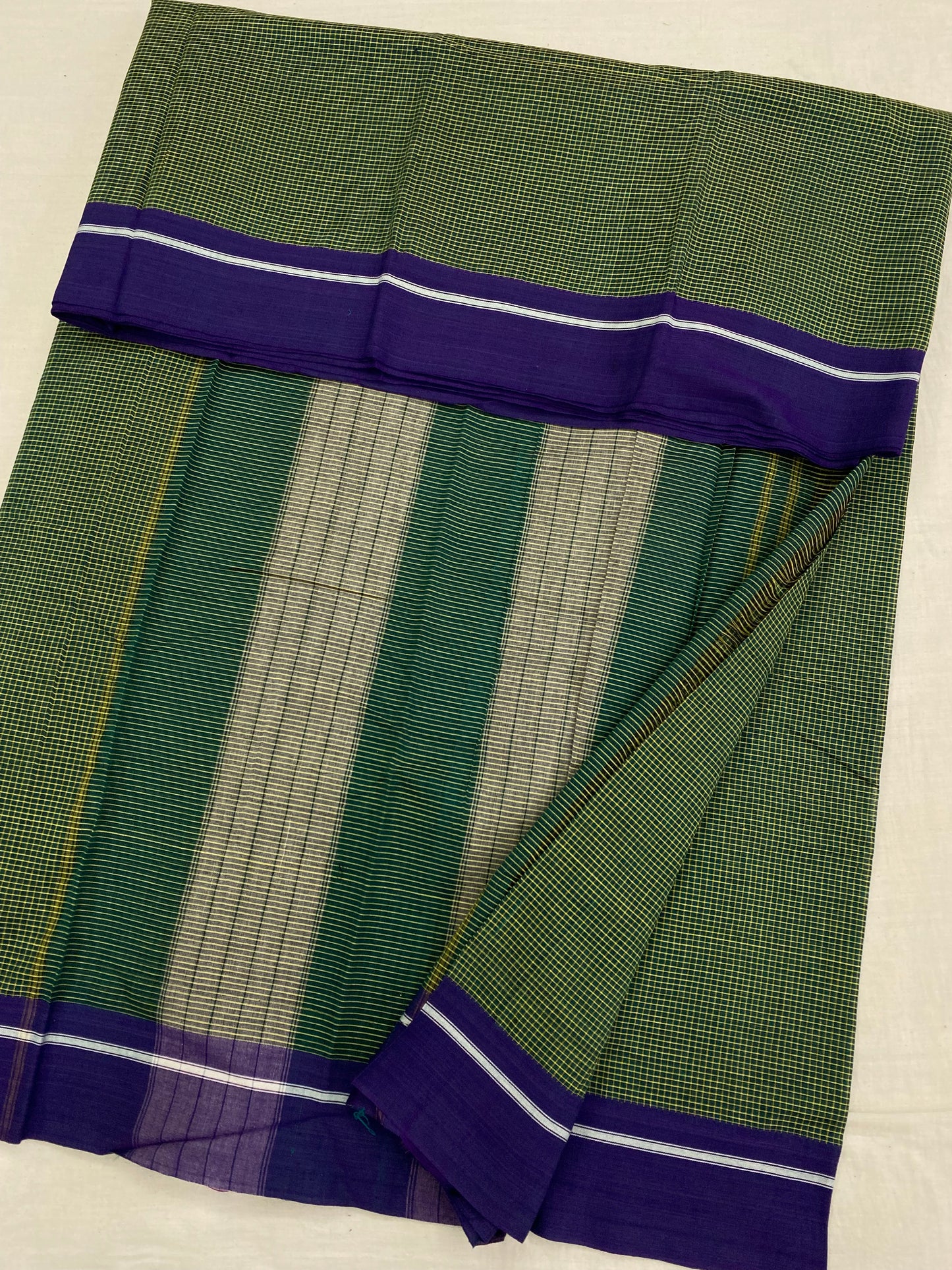 Green Blue Patteda Anchu Saree