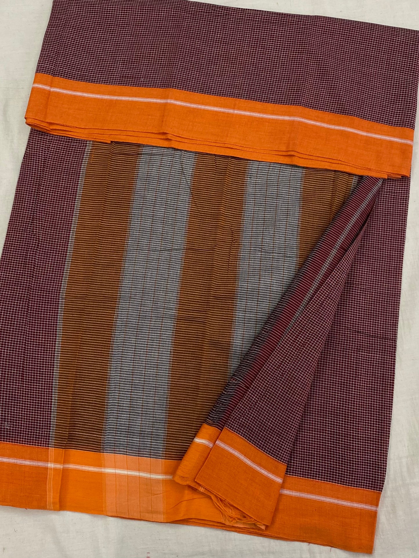 Rust Orange Patteda Anchu Saree