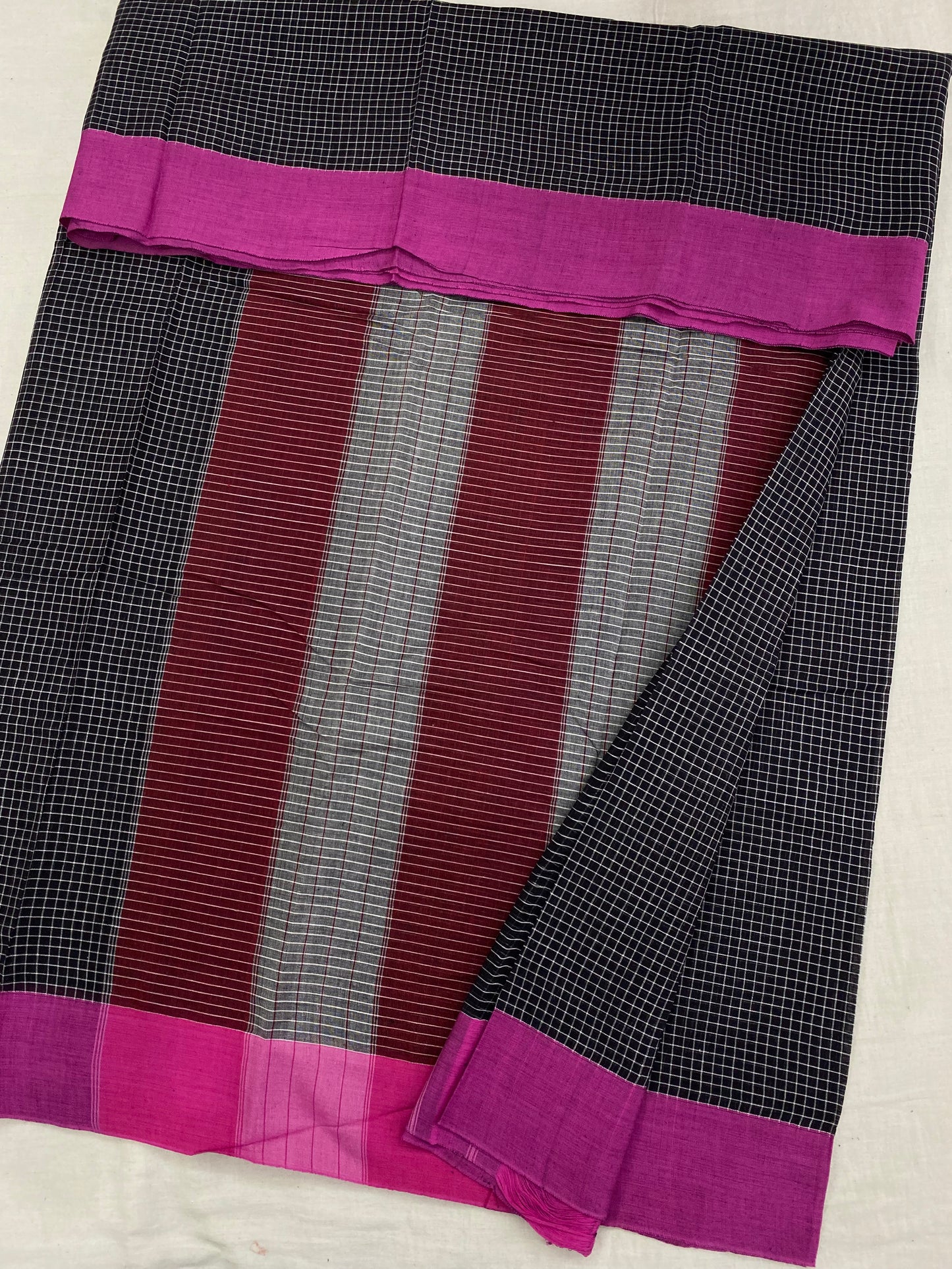 Black Pink Patteda Anchu Saree