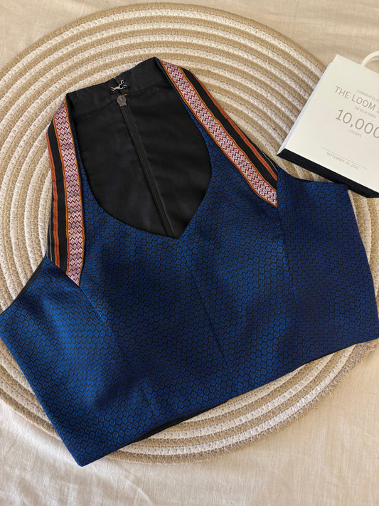 Khun Halter Neck Navy Blue Blouse
