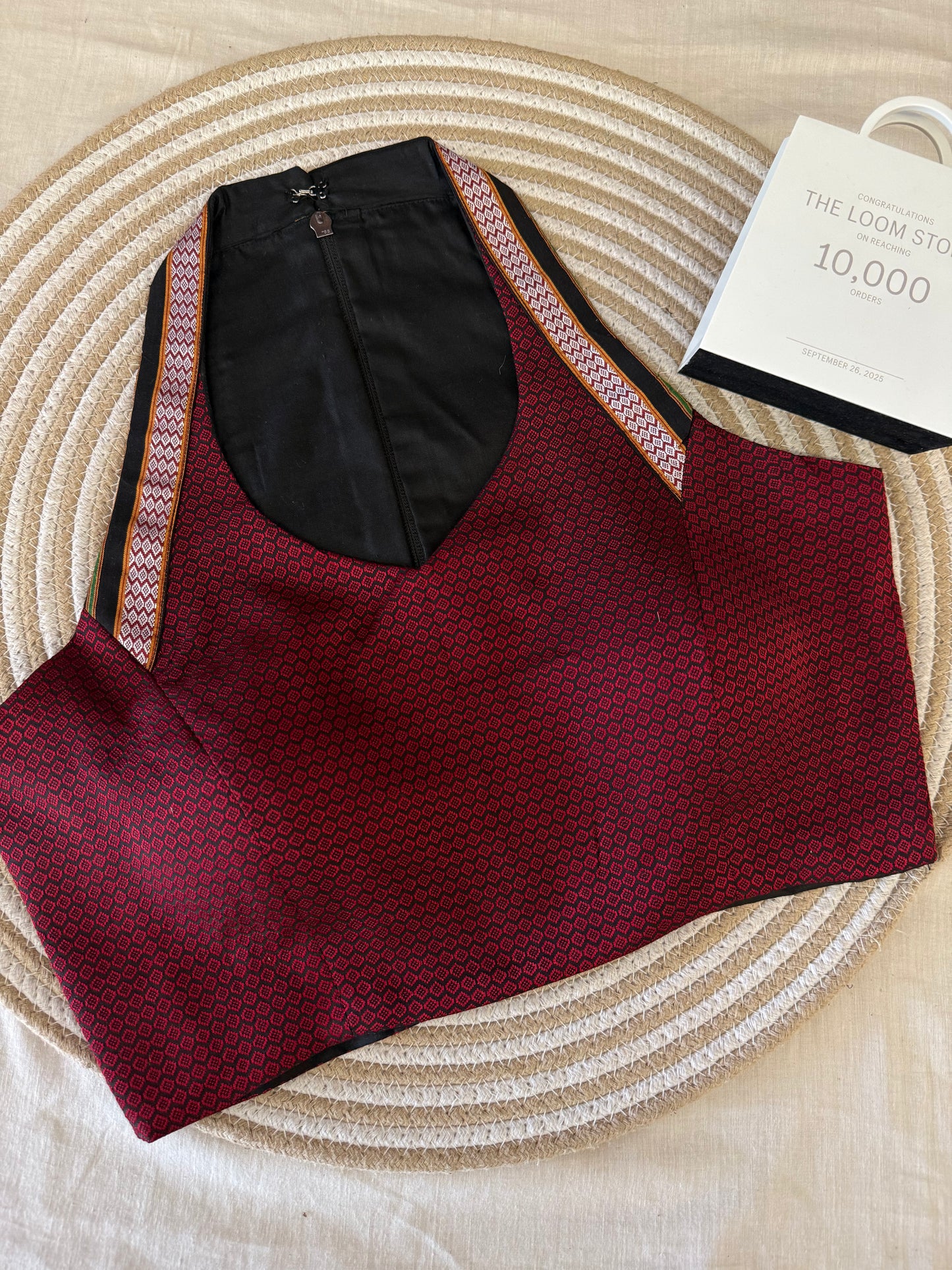 Khun Halter Neck Maroon Black Blouse