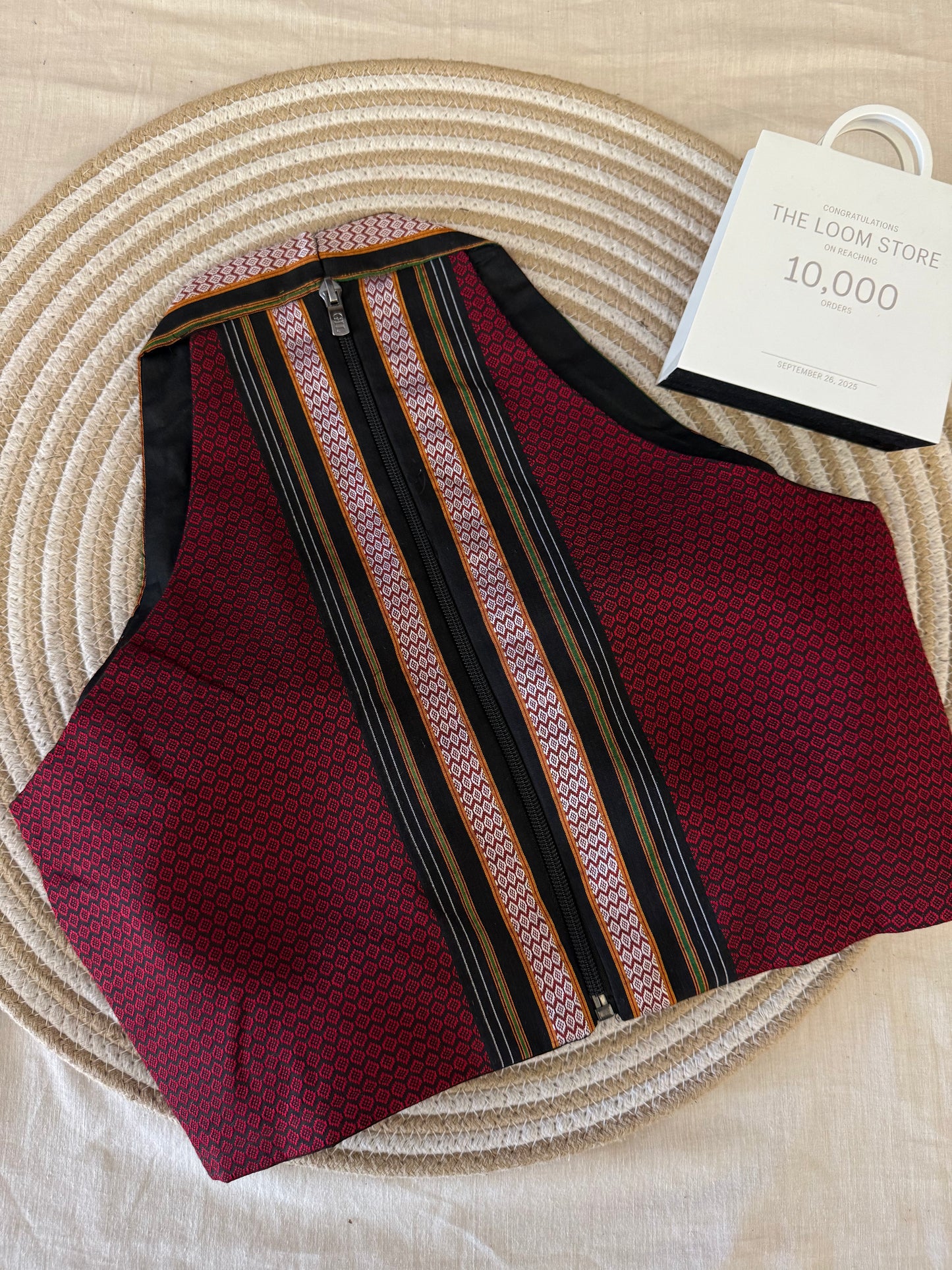 Khun Halter Neck Maroon Black Blouse