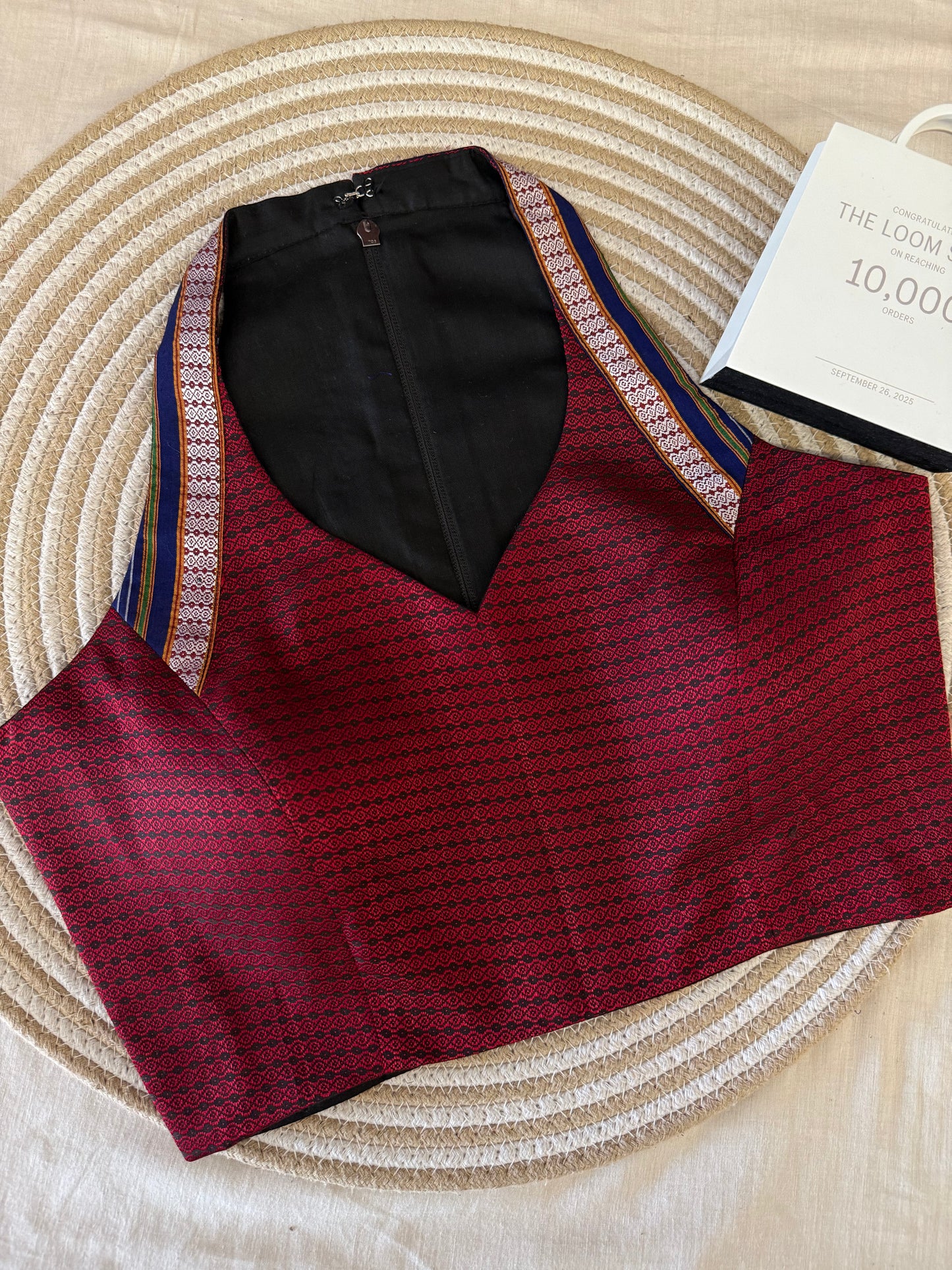 Khun Halter Neck Maroon Blue Blouse
