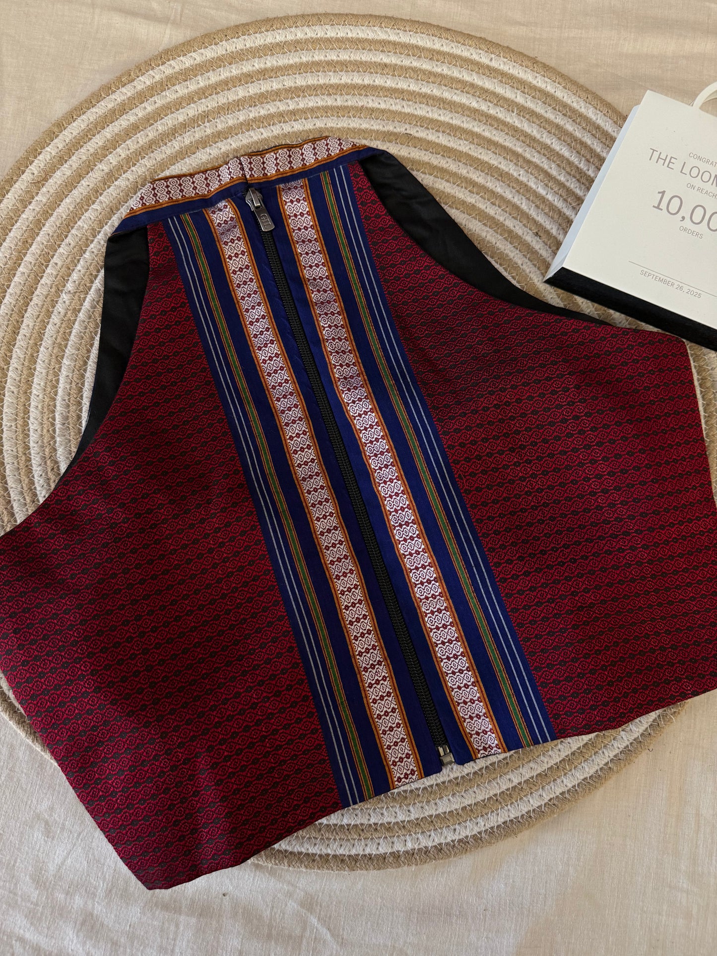 Khun Halter Neck Maroon Blue Blouse