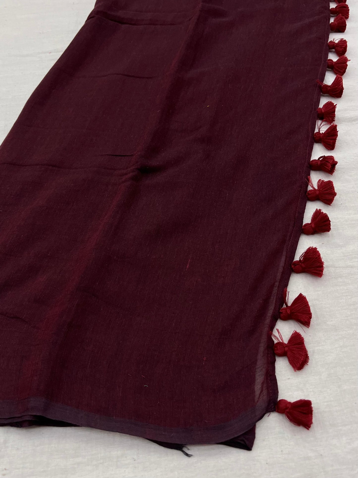 Maroon Mulmul Saree