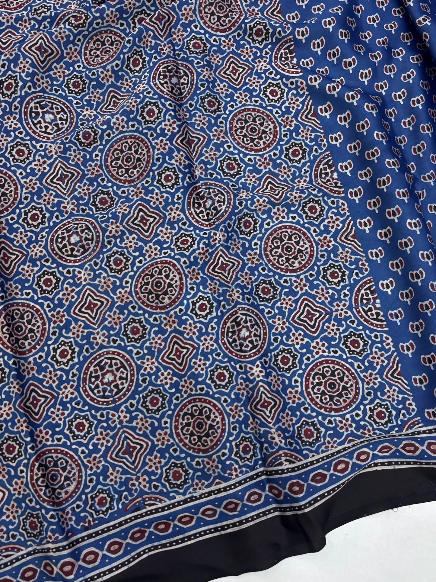 Blue Kamal Ajrakh Modal Silk Saree (Dispatch 30th Jan)