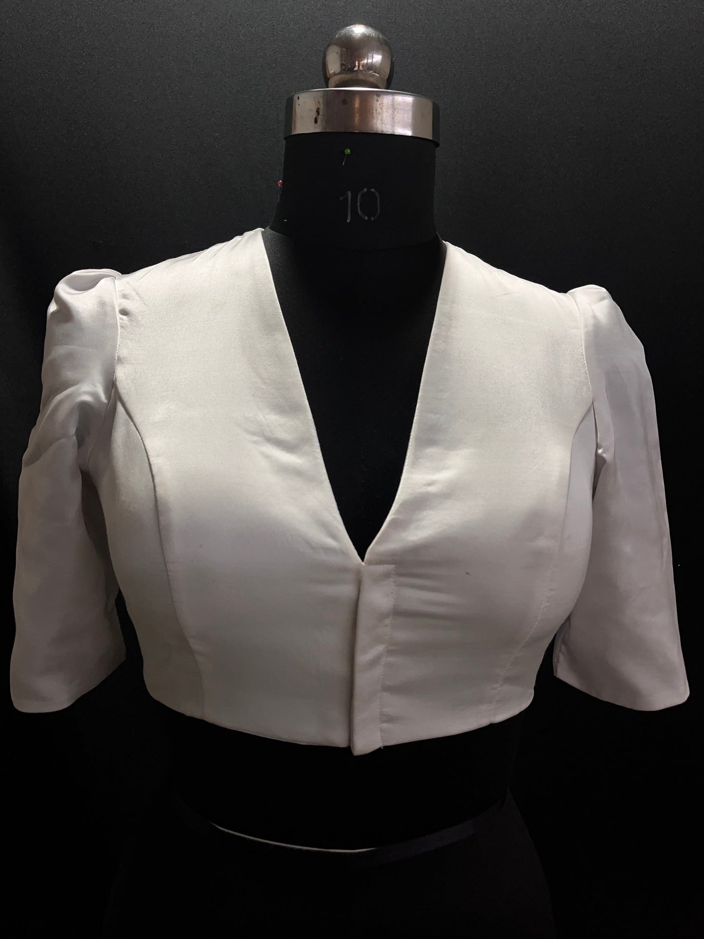 White Modal Silk Elbow Sleeves Blouse