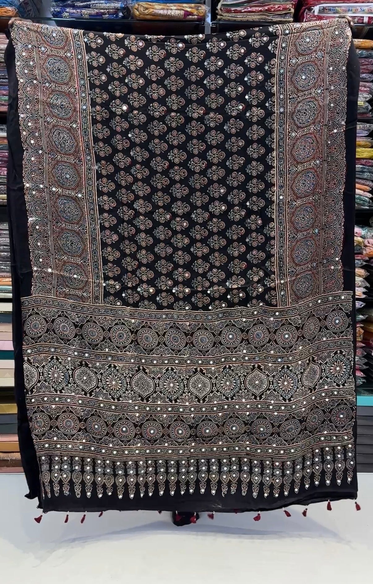 Kaal Tara Pure Ajrakh Mirror Saree (Pre Order - Dispatch Starts 10th July 2026)