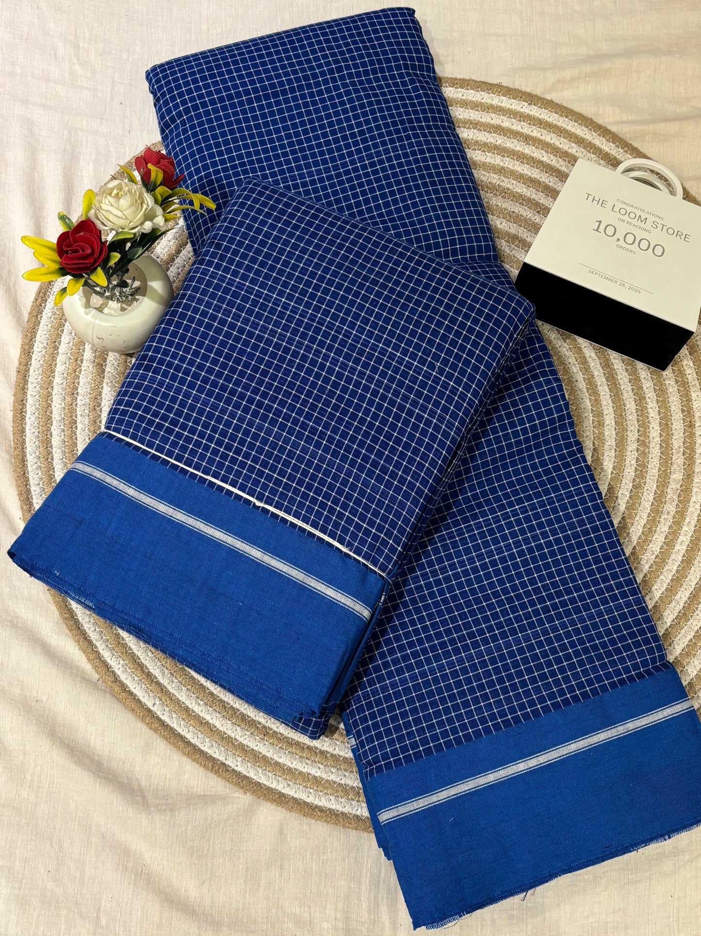 Sapphire Blue Patteda Anchu Saree