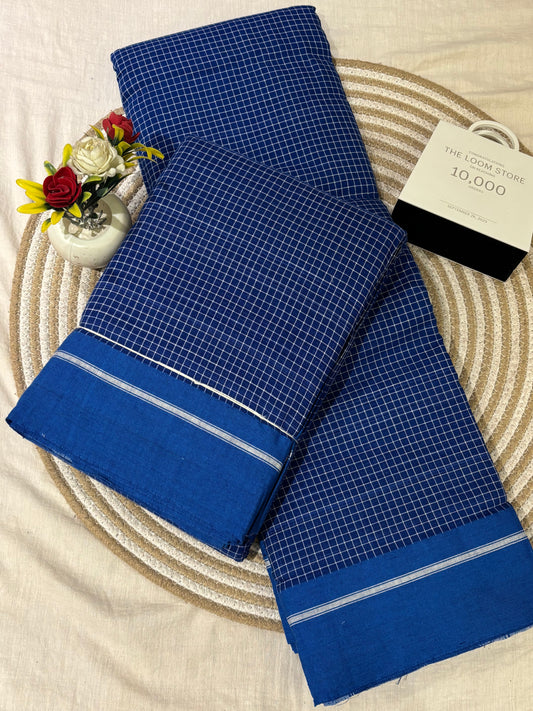 Sapphire Blue Patteda Anchu Saree