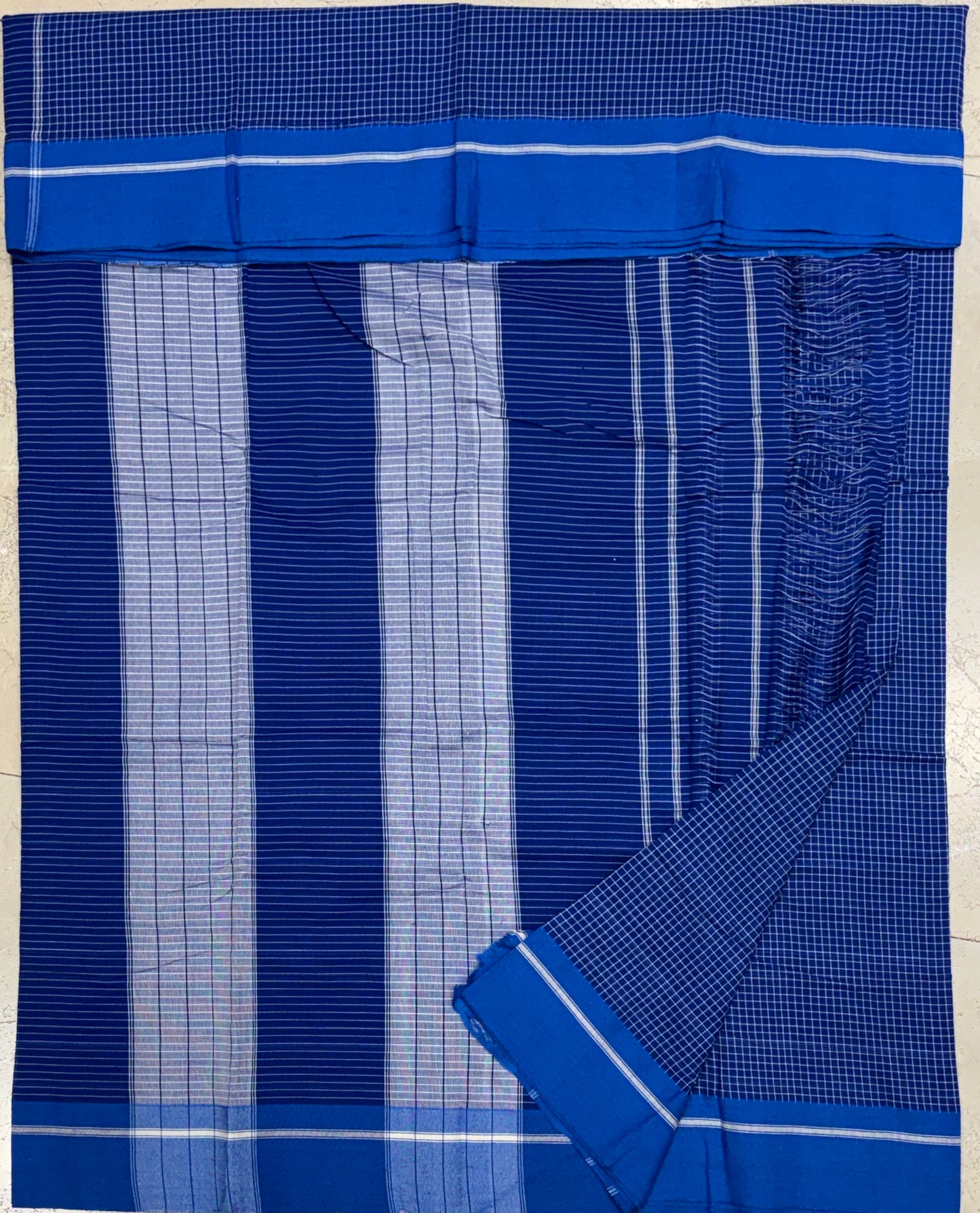Sapphire Blue Patteda Anchu Saree