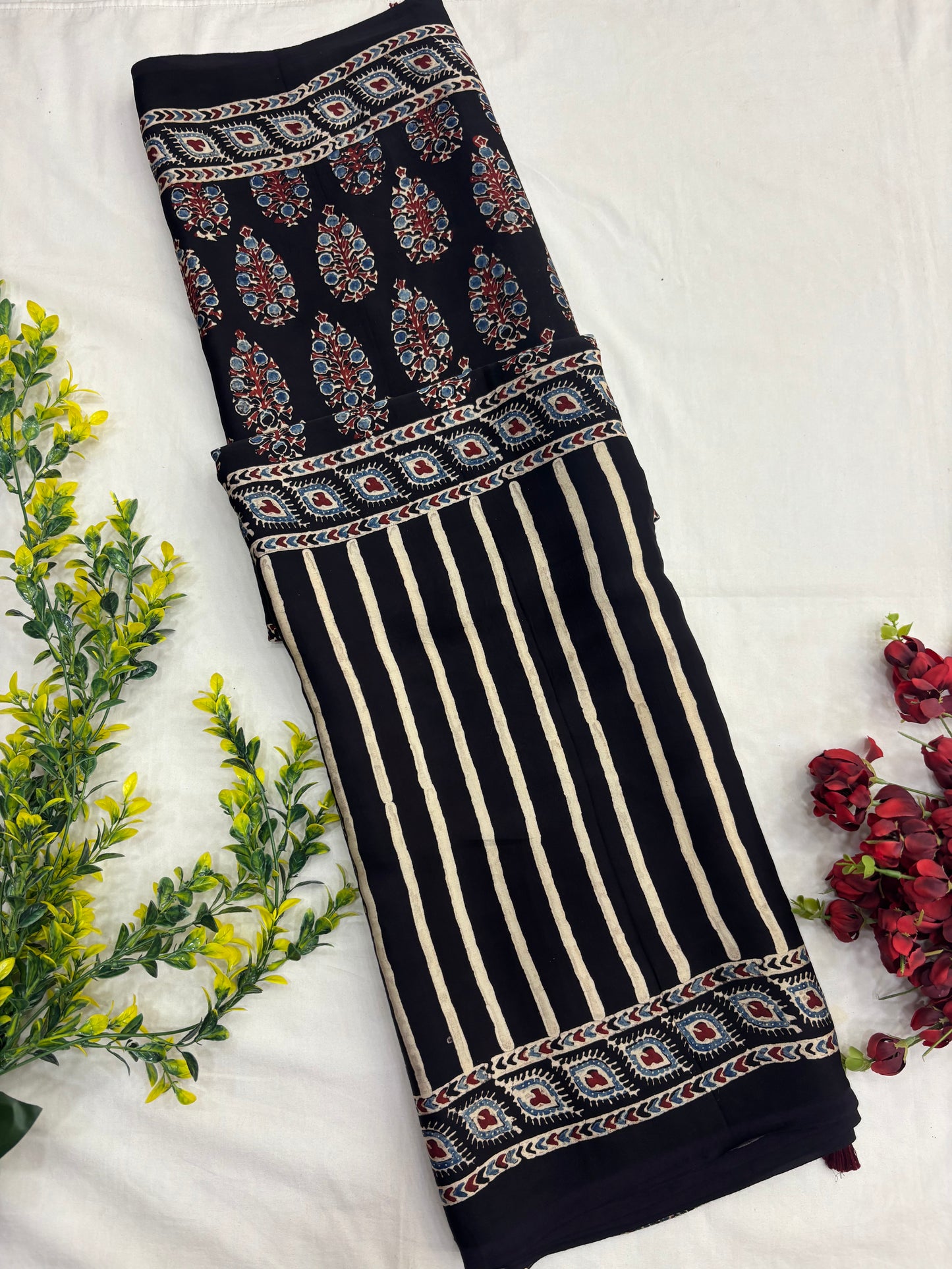 Raat Raag Ajrakh Modal Silk Saree