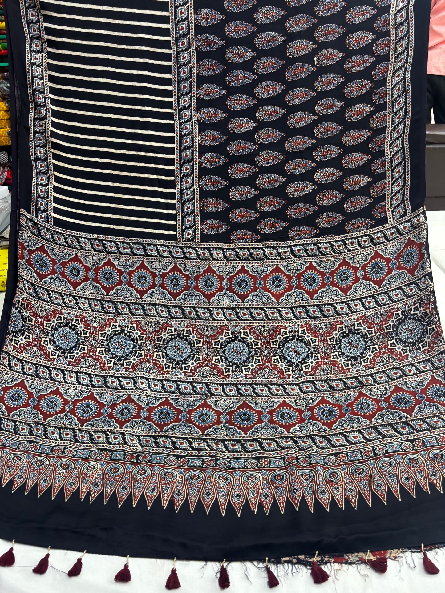 Raat Raag Ajrakh Modal Silk Saree