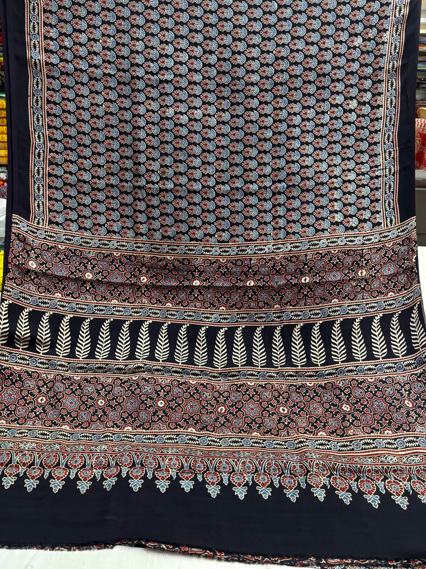 Neel Butta Ajrakh Modal Silk Saree