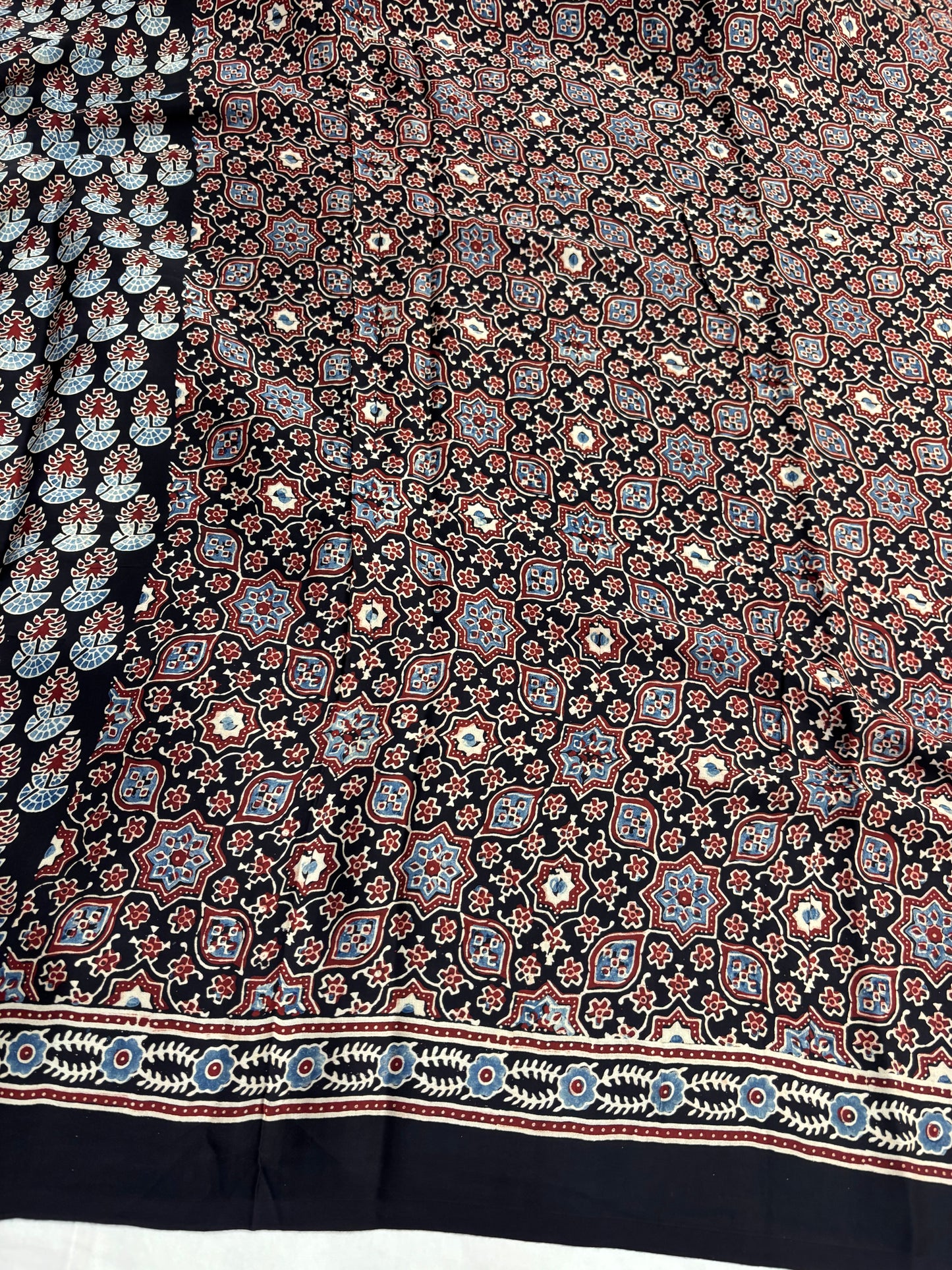 Neel Butta Ajrakh Modal Silk Saree