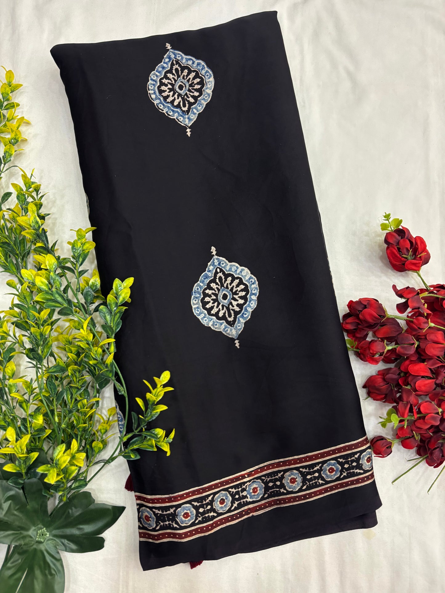 Ek Badam Ajrakh Modal Silk Saree