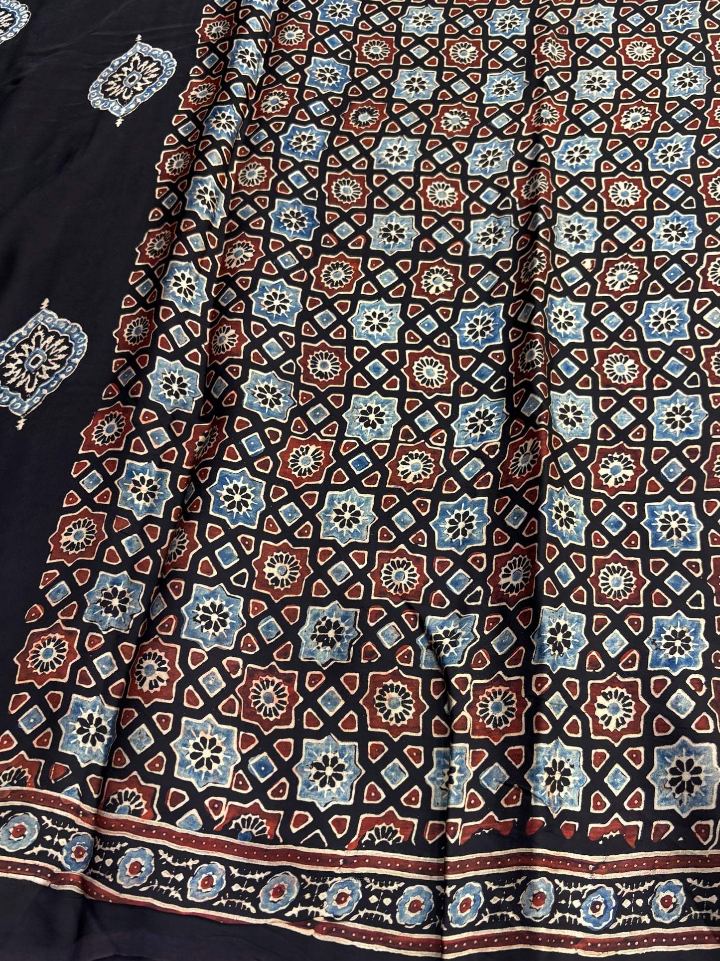 Ek Badam Ajrakh Modal Silk Saree