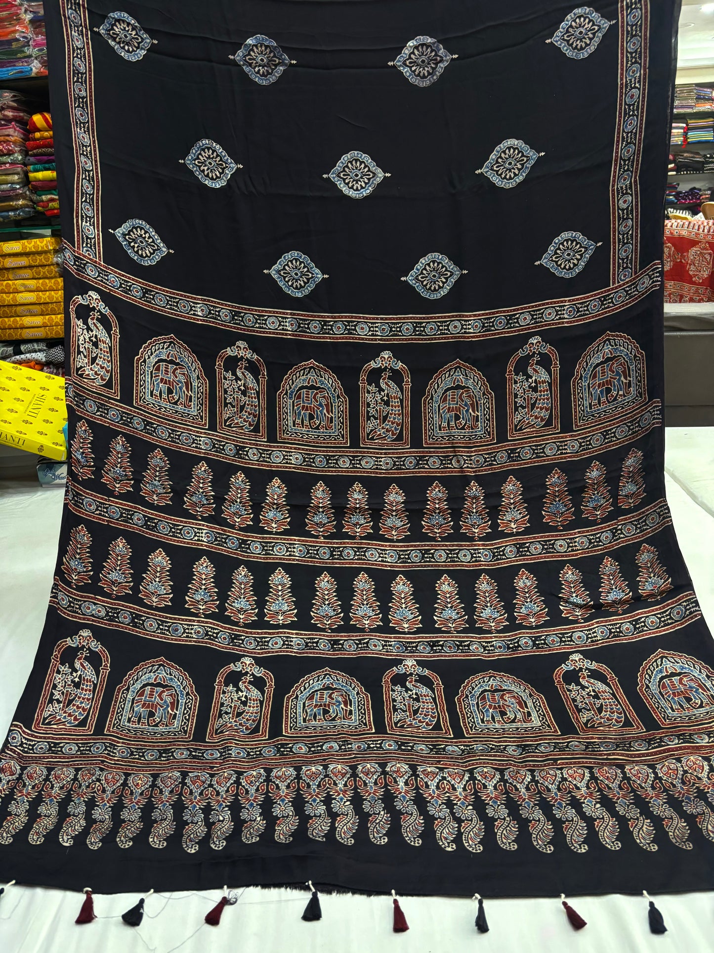 Ek Badam Ajrakh Modal Silk Saree