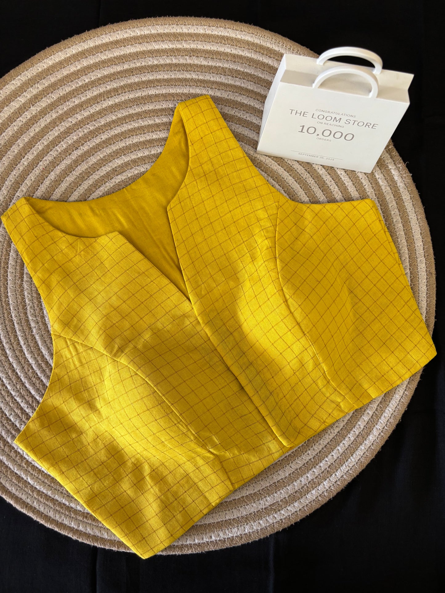 Yellow Sungudi Cotton Racer Back Blouse