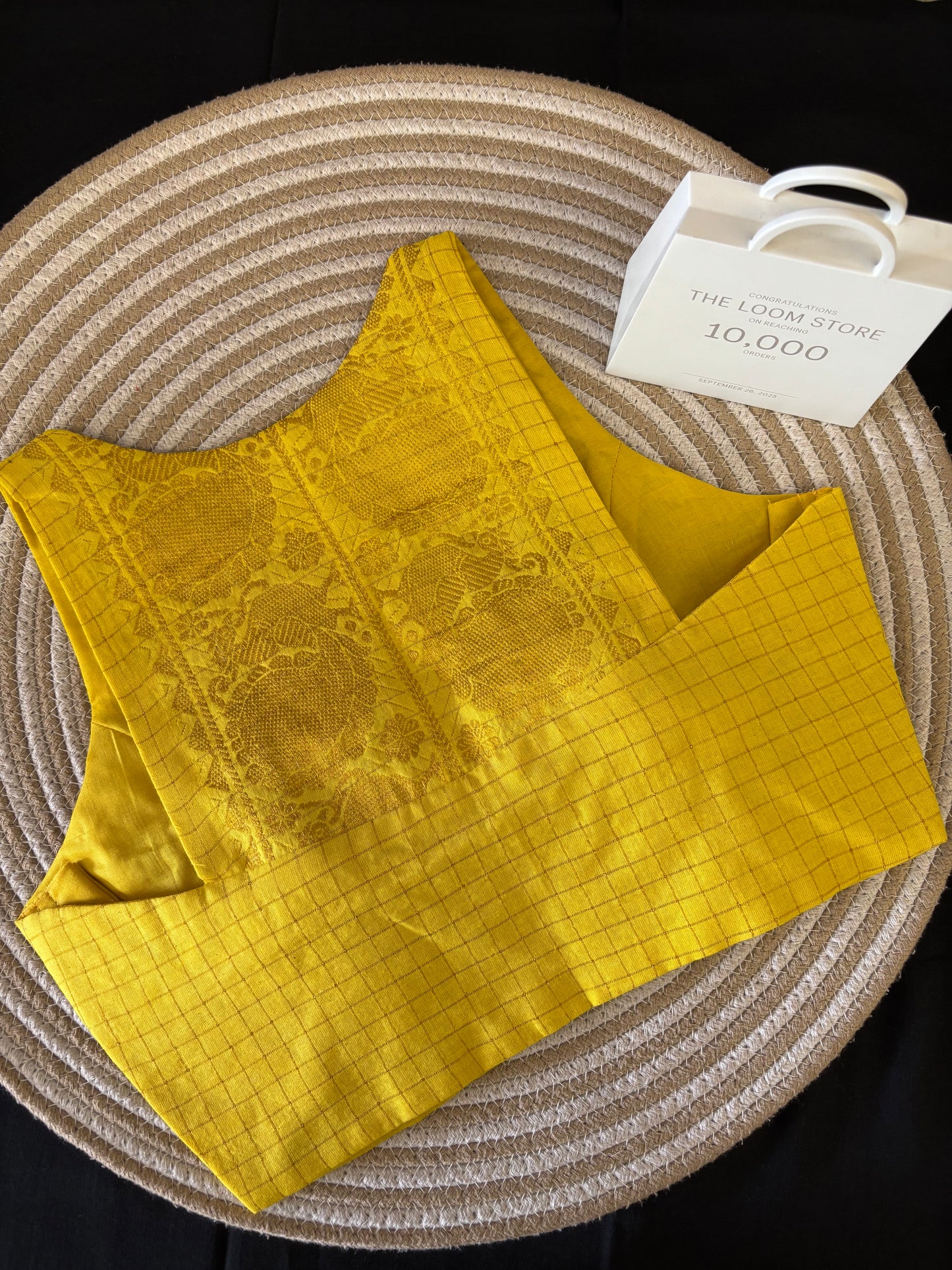 Yellow Sungudi Cotton Racer Back Blouse