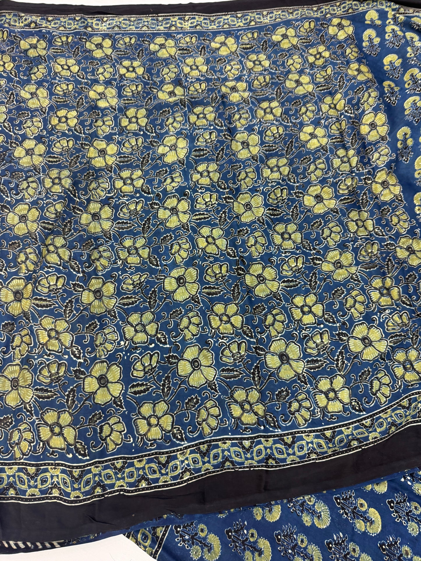 Azure Bloom Ajrakh Modal Silk Saree