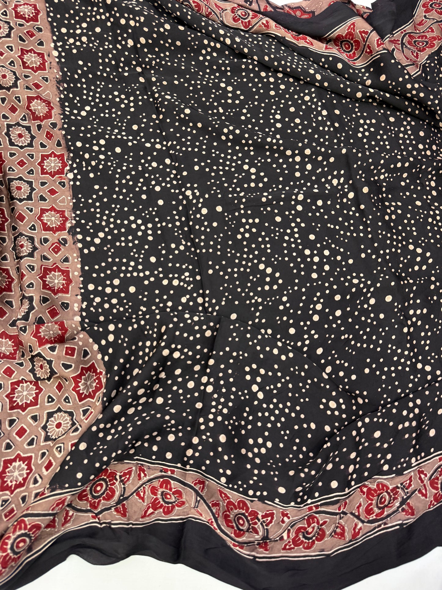 Earthy Chakri Ajrakh Print Modal Silk Saree