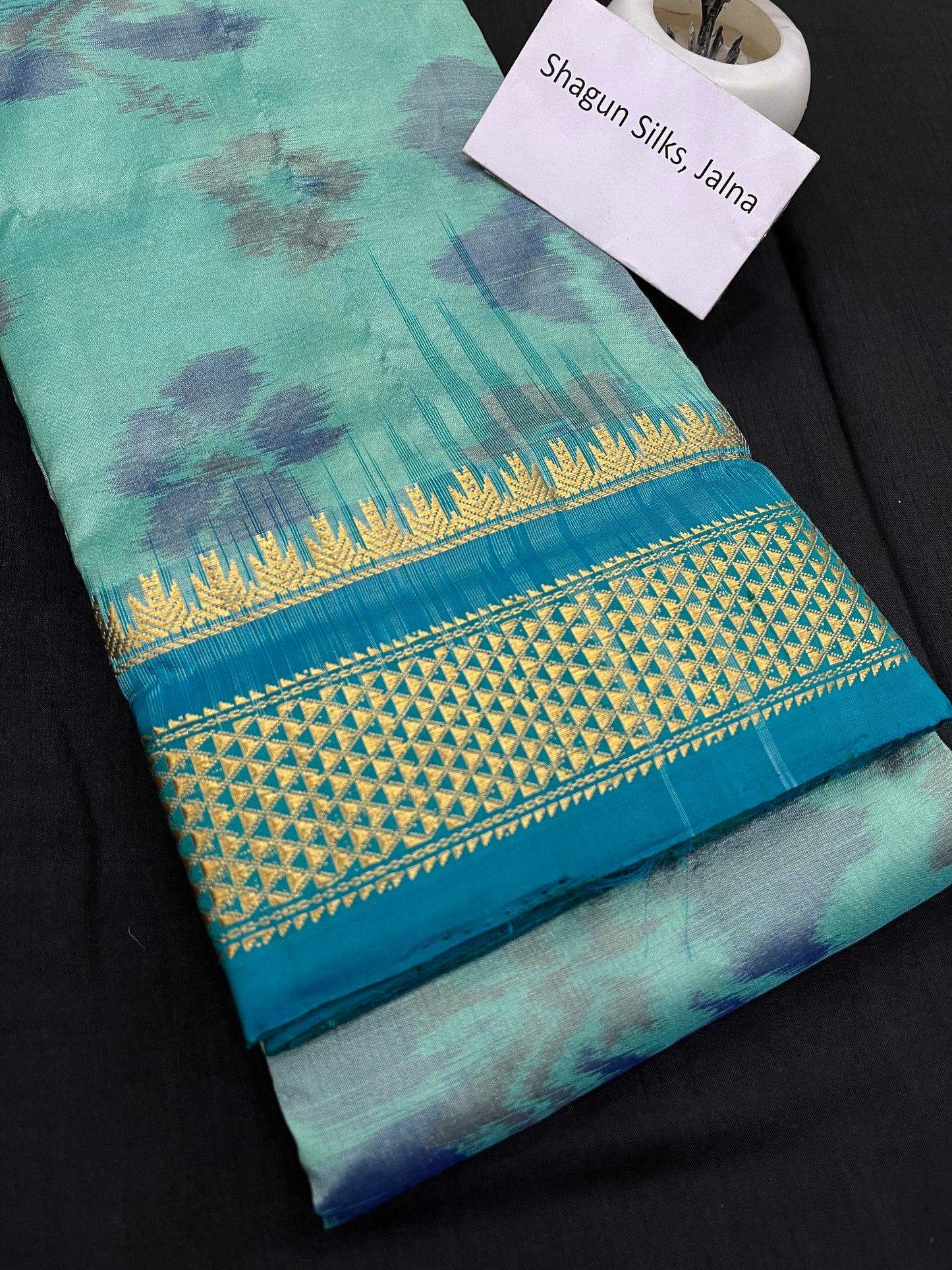 Mint Peacock Pochampally Ilkal Silk Saree