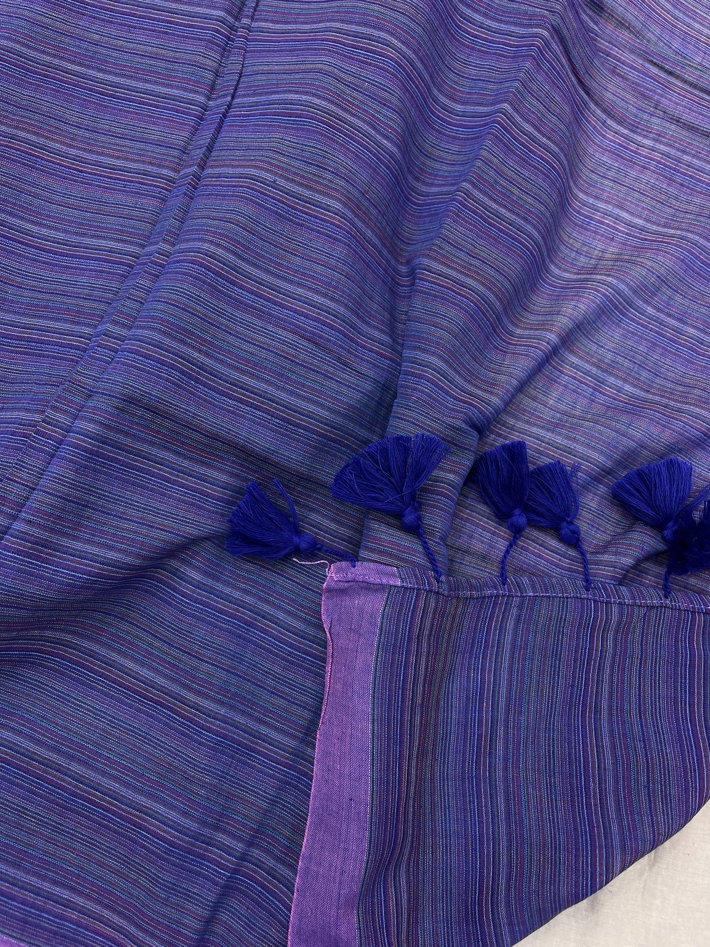 Lavender Blue Stripes Mulmul Saree