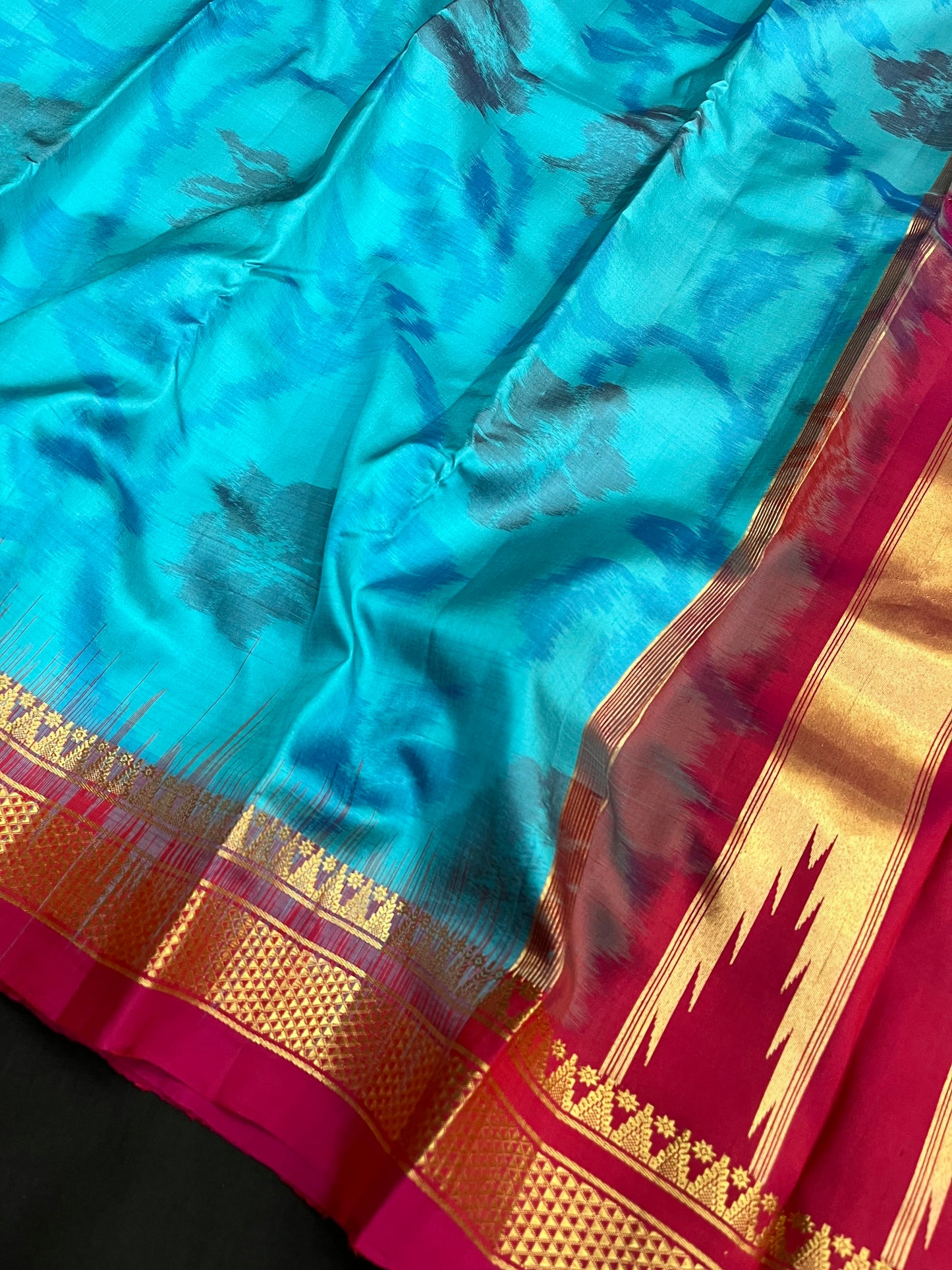 Ananda Hot Pink Pochampally Ilkal Silk Saree