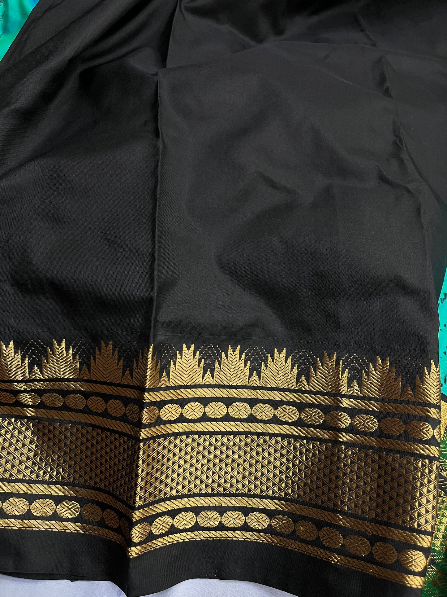 Peacock Black Pochampally Ilkal Silk Saree